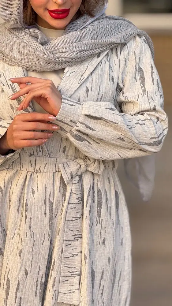 مانتو بلند ژاکارد نگین